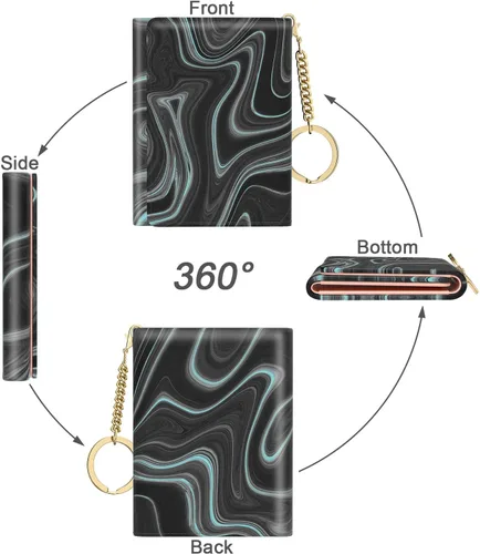 Vista 5 de Nipichsha Cartera pequeña para mujer, con bloqueo RFID, delgada, triple pliegue, de cuero, tarjetero para mujer, mini cartera con bolsillo lindo
