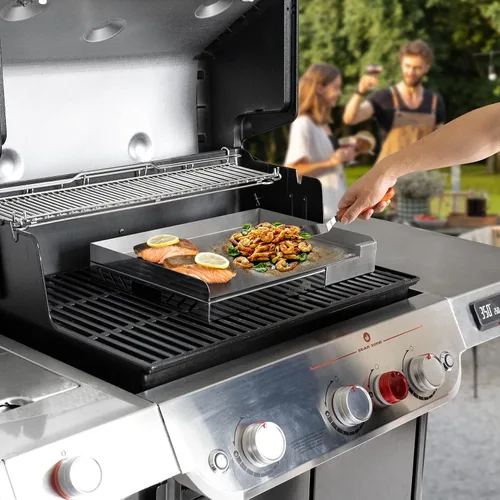 Vista 3 de Stanbroil Plancha Universal de Acero Inoxidable con Refuerzo Cruzado de Calor Uniforme para Parrillas BBQ de Carbón/Gas, Camping, Tailgating