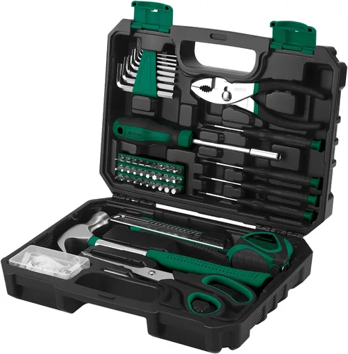 Vista 11 de DEKOPRO Kit de herramientas manuales generales para el hogar de 50 piezas con caja de herramientas de plástico, kit de herramientas multiusos
