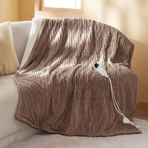 Vista 22 de Bedsure GentleSoft - Manta eléctrica individual – Manta térmica de franela suave acanalada, calefacción con 6 ajustes de tiempo (hasta 10 horas), 6