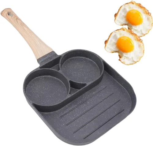 Vista 7 de Cyrank Sartén para huevos antiadherente, sartén de aluminio para tortillas, 2 tazas, sartén para panqueques, sartén para desayuno, panqueques