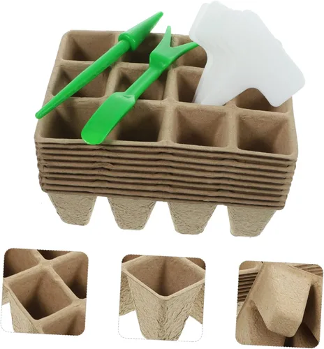 Vista 8 de Yardwe Juego de macetas de vivero para horticultura Suculentas Suelo Inicio Planta Invernadero titular de plantas desechables Traje floral