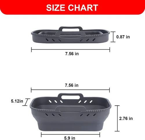 Vista 6 de Forros de silicona para freidora de aire pequeños, forro rectangular plegable de 7.56 x 5.12 pulgadas, bandejas reutilizables antiadherentes