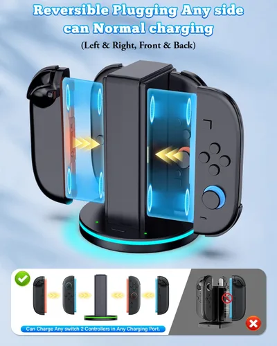 Vista 2 de JZW-Shop Fast Charging Dock Compatible with Nintendo Switch 2 Joy- con, Space-Saving Magnetic Design Charger, Stable Charging Station, with GRB