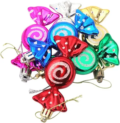 Vista 8 de Happyyami 12 adornos de piruleta de Navidad de plástico para decoración de árbol de Navidad, decoración colgante para el hogar y fiesta