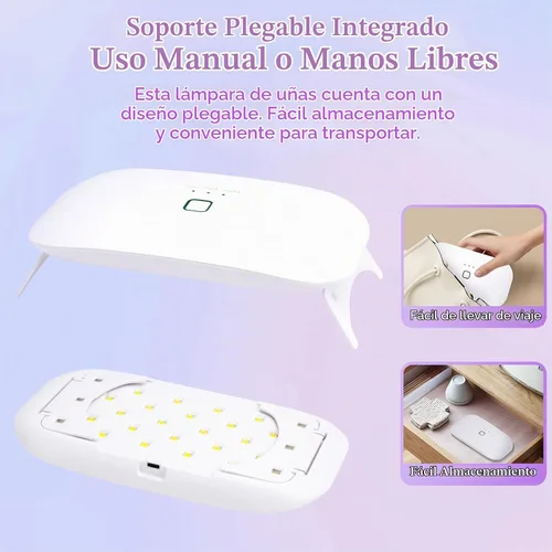 Vista 3 de Lámpara de uñas LED UV de 48 W, mini luz UV para esmalte de uñas de gel X / resina, luz de curación flash USB manos libres para arte de uñas