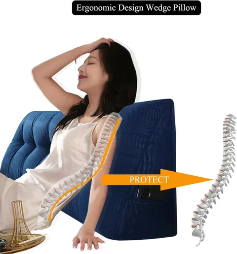 Vista 4 de Almohada de Cuña Triangular Twin XL para Cama para Brecha del Cabecero, Almohadas de Lectura Triangulares para Sentarse en la Cama, Almohada de Cuña