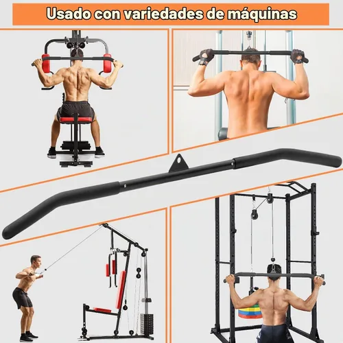 Vista 5 de SERTT Barra de Jalón LAT de 39.37 Pulgadas para Máquina de Cable con Polea, Barra de Presión para Curl de Tríceps con Mango de Goma, Accesorios