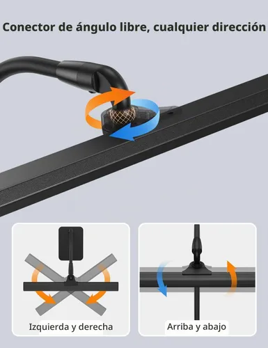 Vista 4 de Kary - Lámpara LED de escritorio, luz flexible de cuello de cisne con base y temporizador Negro