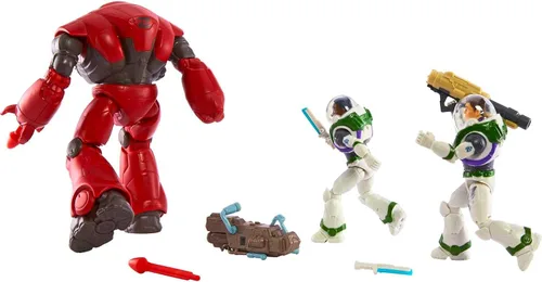 Vista 4 de Mattel Disney Pixar Lightyear Set con 3 figuras de acción, Space Rangers vs Robots Clash Pack con Buzz Lightyear, Izzy Hawthorne y Zyclops, escala