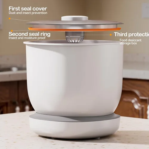 Vista 4 de CTIME Envase hermético para comida de gato y golosinas para mascotas pequeñas y comida seca para perros y pájaros - 2.7 kg (Blanco)