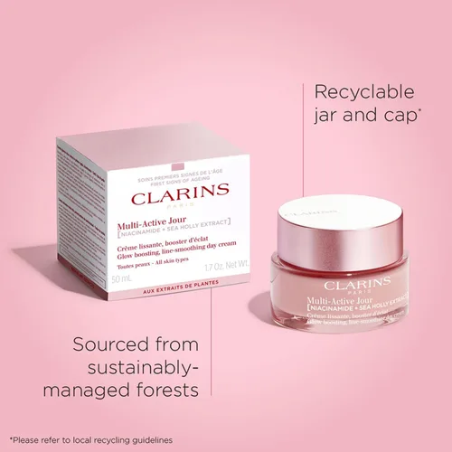 Vista 9 de Clarins Hidratante de día multiactivo con niacinamida Suaviza las líneas finas Aprieta visiblemente los poros Tono y textura uniformes