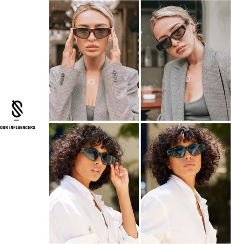 Vista 2 de SOJOS Gafas de sol polarizadas de ojo de gato de los años 90 para mujer, protección UV de moda SJ2227