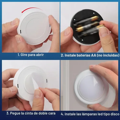 Vista 7 de Luces de disco con control remoto, 13 colores intercambiables, luces LED de disco con pilas, regulables, para debajo del gabinete, con 1 control
