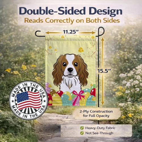 Vista 344 de Caroline's Treasures BB1923GF Bandera decorativa para jardín con diseño de Border Collie, para caza de huevos de Pascua, para jardín, jardín, patio