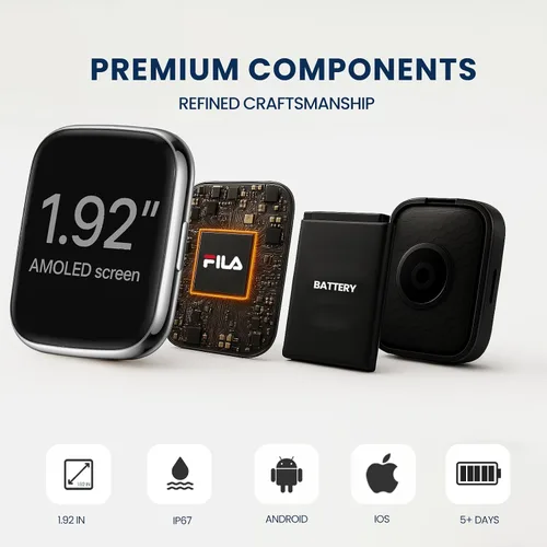 Vista 4 de Reloj inteligente FILA para hombres y mujeres (responder/hacer llamadas), reloj de fitness de 1.95" con monitor de frecuencia cardíaca/sueño