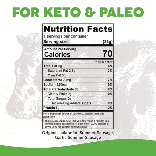 Vista 2 de Paleovalley: Palitos de carne 100% alimentados con pasto – Bocadillo orgánico paleo y keto con probióticos naturales – 40 palitos de carne seca