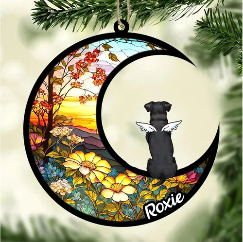 Vista 644 de LOVELYPOD Adorno de Navidad personalizado para perro Basset Hound (marrón) Basset Hound (marrón) adorno para atrapasoles de perro, razas de perros