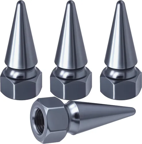 Vista 31 de 4 piezas de tapas de válvula de rueda con forma de punta, tapa de aire de aluminio para automóviles, cubiertas universales de válvula de rueda a