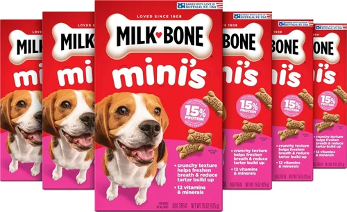 Vista 10 de Milk-Bone Original Dog Treats Galletas para perros grandes, 24 libras (paquete de12) 24 onzas. cajas, sabor carnoso que menea la cola, 15%