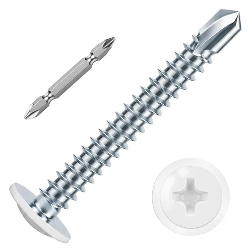 Vista 15 de Mellewell Tornillos autoperforantes de cabeza de oblea #8 x 1, tornillos de madera, tornillos de chapa autorroscantes rápidos de cabeza de truss