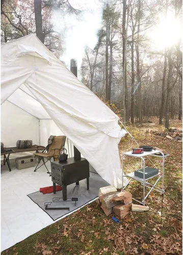 Vista 5 de Guide Gear Estufa de leña grande para exteriores portátil con tubo de chimenea para cocinar, acampar, tienda de campaña, senderismo, pesca, mochilero