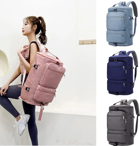 Vista 2 de Mochila deportiva para gimnasio, bolsa de viaje, bolsa de hombro, mochila casual para hombres y mujeres, Púrpura, Morado