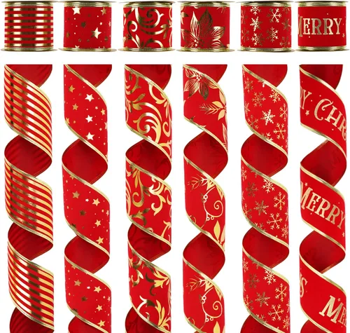 Vista 24 de MEEDEE Cinta de Navidad turquesa de 2.5 pulgadas, 6 rollos, 36 yardas, azul y plateado para árbol de Navidad