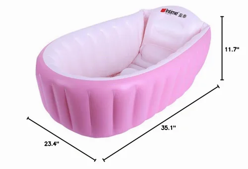 Vista 5 de Bañera inflable para bebé, piscina plegable inflable para niños pequeños recién nacidos (rosa)