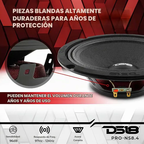 Vista 3 de DS18 PRO-NS6 - Altavoz poco profundo de 6.5 pulgadas, audio para automóvil, rango medio, 300 W máximo, 150 W RMS, 8 ohmios, imán de neodimio
