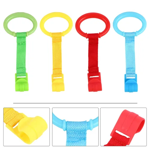 Vista 7 de TOYANDONA Anillos de dominadas para bebé para cuna y corral de juegos 4 anillos de mano para bebé para apoyo de pie y asistencia a caminar 8.3 x 3.7