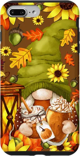 Vista 12 de iPhone 13 Pro Max Lindo gnomo de especias de calabaza con árbol de otoño hojas de otoño