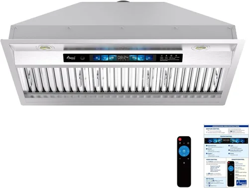 Vista 8 de Awoco Campana extractora de 30 pulgadas, campana de cocina integrada con 800 CFM, control de voz/gestos/táctil, campana de estufa de acero