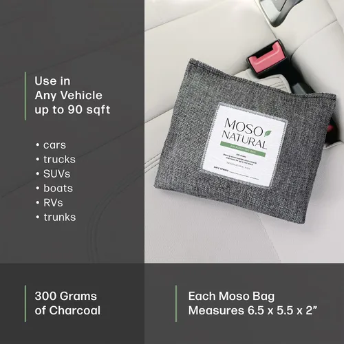Vista 3 de Moso Natural Ambientador y desodorante para automóvil, absorbente de olores de carbón de bambú de larga duración, eliminador de olores no tóxico