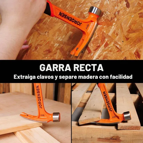 Vista 8 de JORGENSEN Martillo de garra forjado de una sola pieza de 16 oz con soporte magnético para clavos Magnetic Nail Holder, Rip Claw Hammer, Milled