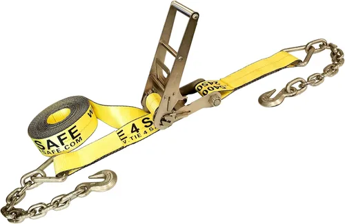 Vista 12 de Mega Cargo Control Correas de trinquete de 3 pulgadas x 30 pies con ganchos de agarre y extremo de cadena, correas de anclaje negras - 1 paquete