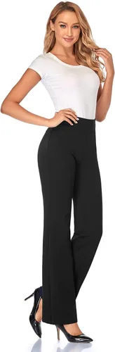 Vista 7 de Tapata Pantalones de vestir para mujer de 28, 30, 32 y 34 pulgadas, cintura alta, elásticos, corte de bota, pantalones altos, pequeños y regulares