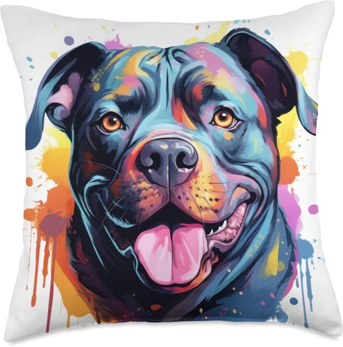 Vista 5 de American Bully Geschenke & Gassi Bekleidung American Bully - Cojín de diseño de retrato a color, 16 x 16 pulgadas, multicolor