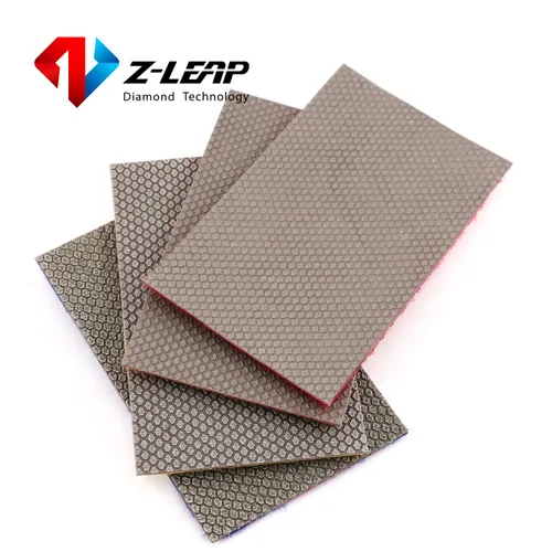 Vista 5 de Hoja de papel de diamante galvanizado papel de lija gancho y bucle respaldo de nylon para pulido a mano vidrio porcelana cerámica 4 piezas