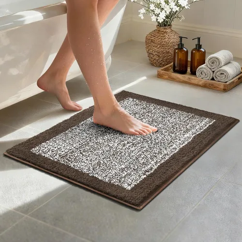 Vista 93 de Alfombras de baño de 17 x 24 pulgadas, antideslizantes, lavables, color gris, para bañera, tapete de baño para baño, tapete suave y absorbente