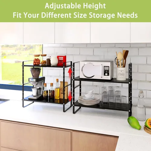 Vista 2 de Estante Organizador Expandible de Gabinete Across-Star, Estantes Organizadores Apilables para Encimera de Cocina, Almacenamiento de Altura Ajustable