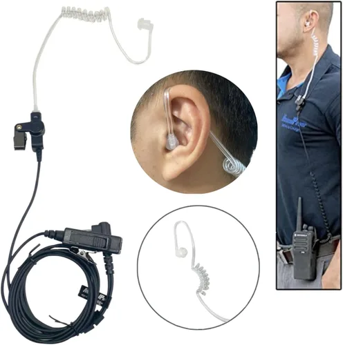 Vista 6 de MaximalPower Kit de vigilancia de auriculares de tubo acústico con PTT y con aplicación de Kevlar dentro del cable compatible con radios