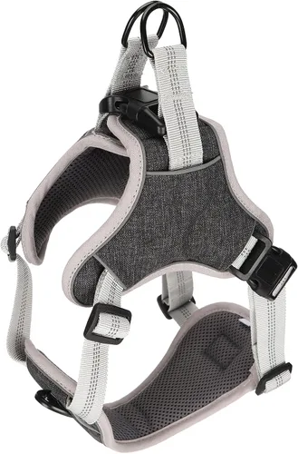 Vista 9 de Adjustable Dog Harness, Reflective No Pull Vest with Anti Break Design for Large Medium Dogs, Comfortable Polyester Nylon Chest Strap in Black (S)