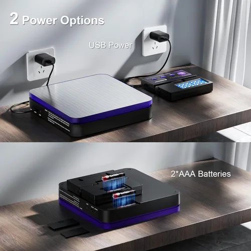 Vista 7 de UNIWEIGH Báscula digital inalámbrica de envío postal 110lbs/0.1oz precisa, LCD plegable, báscula de paquetes con acero inoxidable/5 unidades/función