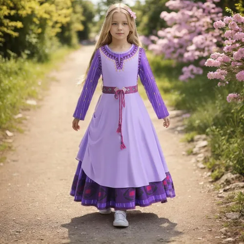 Vista 2 de Wish Asha - Disfraz para niñas, vestido de princesa cosplay con aretes de cinturón para fiesta de cumpleaños de Navidad