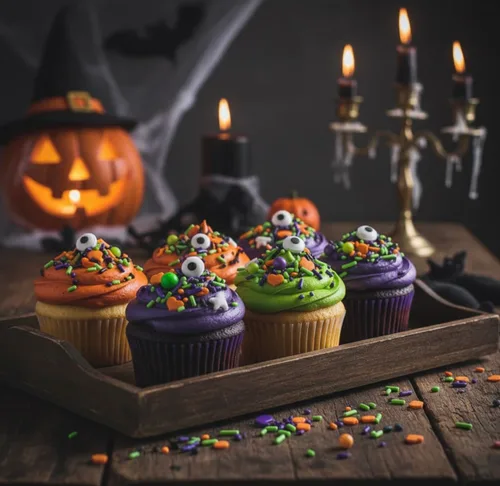 Vista 3 de Manvscakes Gránulos de Halloween para decoración de pasteles, gránulos comestibles para decoración de galletas, postres de chocolate, cupcakes