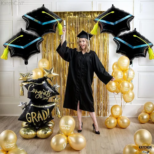 Vista 2 de Decoraciones de graduación 2026 Globo grande de graduación – 22 pulgadas, paquete de 4 Globos de graduación, sombrero de graduación