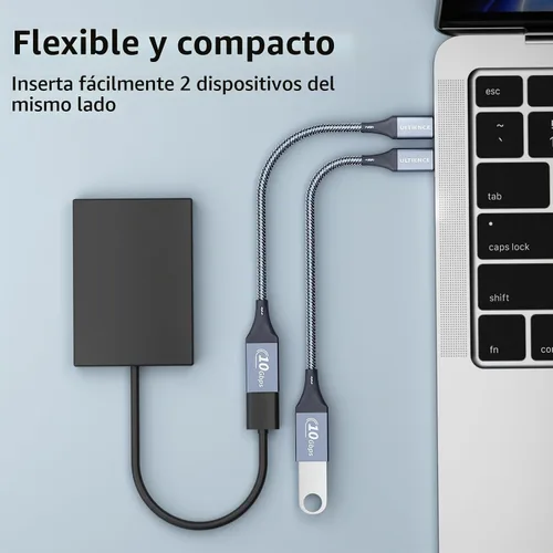 Vista 5 de Paquete de 2 adaptadores USB C a USB USB hembra a USB C macho OTG - Transferencia de datos SuperSpeed de 10 Gbps para MacBook Pro/iPad Air, iPhone