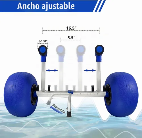 Vista 6 de Carrito de kayak, carrito de kayak de alta resistencia, ruedas de carretilla de canoa para paddleboard, kayaks, transporte SUP