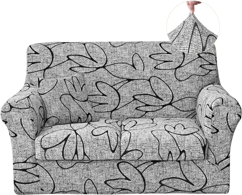 Vista 10 de JQinHome Funda elástica de 4 piezas para sofá, funda para sofá, funda para loveseat con 2 fundas de cojín separadas, protector de muebles lavable